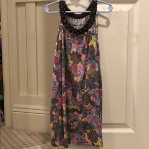 Girls paisley dress with jewel neckline